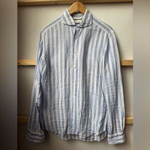 Blue Stripe Pure Linen Shirt